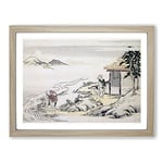 Full Moon At The Harvest By Kitagawa Utamaro Asian Japanese Framed Wall Art Print, Ready to Hang Picture for Living Room Bedroom Home Office Décor, Oak A2 (64 x 46 cm)