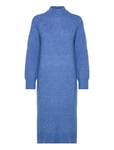 Selected Femme Slfrena Ls High Neck Knit Dress Camp Blå