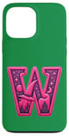 iPhone 13 Pro Max Pink Letter "W" on a Women Girls Ladies Witches Green Color Case