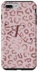 Coque pour iPhone 7 Plus/8 Plus Letter F Initial Leopard Rose Pink Cheetah Monogram