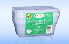 5 Plastic Takeaway Food Containers with Lids Microwave And Freezer Safe 750ml