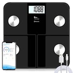 Body Fat Scale USB Rechargeable,Himaly Digital Smart Bathroom Scale for Body Weight,Smart Weighing Scale for BMI, Body Water, Bone Mass,Bluetooth Electronic Scale,180KG,USB Included