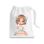 Miammo Vintage illustrated girl style 1 (darling spring easter set) stuff sack, capacity of 0.25 Litres, White