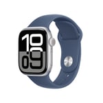 Apple Watch Series 10 GPS + Cellular 42mm Silver Aluminiumboett med Denim Sportband - S/M