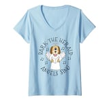 Womens Bark The Herald Angels Sing, Christmas Dog Carol Singer V-Neck T-Shirt