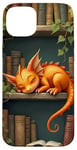 Coque pour iPhone 15 Plus Amateur de livres Cute Dragon Books Cottagecore Flower Bookworm