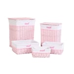 Set med korgar DKD Heminredning Rosa Polyester flätade barn (44 x 34 x 56 cm)