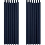 Deconovo Lot de 2 Rideaux Occultants Thermique Anti Froids Rideau Chambre Cuisine Salon Rideau Isolant Phonique Porte D’entrée à Pattes 132X214cm Bleu Marine