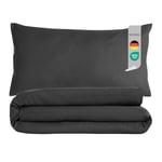 Komfortec Literie Super Soft Premium Housse de Couette 2 Parties 135x200 cm + taie d'oreiller 40x80 cm, 100% Microfibre brossée, Anthracite