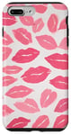 Coque pour iPhone 7 Plus/8 Plus Rouge à lèvres rose pour filles et femmes Kisses Kiss Coquette Lips