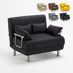 Le Roi Du Relax - Fauteuil convertible lit convertible en tissu Deborah Twin Couleur: Noir