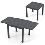 Maisonchic - Table de Jardin Extensible en Aluminium Ajustable de 80 à 160 cm Table à Manger Extérieure Plateau à Lattes pour 4-6 Personnes Gris