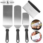 Maison & White 4PC Professional Spatula Set M&W Stainless Steel & Plastic handle