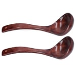 (9cm Spoon Width)2Pcs Wooden Spoon Wood Scoop Ladle Long Handle Set Kit For P