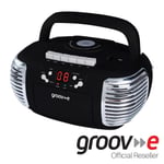 GROOV-E RETRO BOOMBOX PORTABLE CD CASSETTE & FM RADIO PLAYER - BLACK - GVPS813BK