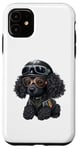 Coque pour iPhone 11 Caniche noir en forme de caniche pilote coloré