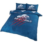 Jurassic World Parure de lit Double avec Housse de Couette et taie d'oreiller en Polycoton Motif Griffes Bleu DP1-JUR-CLA-08