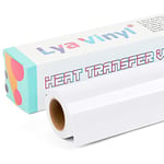 White Heat Transfer Vinyl - Lya Vinyl 12" x 10ft White Iron on Vinyl Roll for Cricut, Silhouette Cameo, Premium HTV for DIY Clothes, Bags, Shoes and Other Textiles