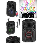 SONO PORTABLE 8" PARTY KARAOKE SUR BATTERIE /SD/USB/BT/MP3 + MICRO FILAIRE HQ LEDS RGB + Télécommande pour la fête en KARAOKE