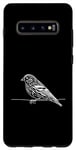 Coque pour Galaxy S10+ Line Art Oiseau et Ornithologue Pin Siskin