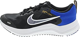 NIKE Downshifter 12 Sneaker, Black White Racer Blue Laser Orange, 5.5 UK