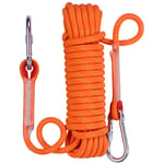 Corde d'Escalade Corde de Sécurité 10 mm avec 2 Mousquetons pour Alpinisme Sauvetage - 20m Orange