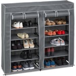 Relaxdays - Meuble à chaussures tissu, 12 compartiments, 36 paires, housse amovible, hlp 107 x 115 x 30 cm, anthracite