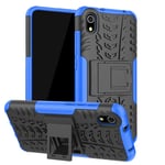 HAOTIAN Case for Xiaomi Redmi 9AT / Redmi 9A Case, Rugged TPU/PC Double Layer Hybrid Armor Cover, Anti-Scratch PC Back Panel + Shockproof TPU Inner Protective + Foldable Holder. Blue