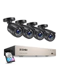 ZOSI H.265+ Kit Caméra de Surveillance Extérieure, 8CH 5MP Lite DVR Enregistreur avec Disque Dur 1 To, Vision Nocturne de 80 ft, Alerte Instantanée, App Gratuite pour Accès à Distance, 1080p