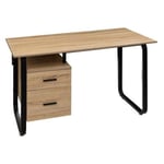 Bureau 2 Tiroirs Design "Caisson" 120cm Naturel