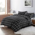 Kampala Hill Mateo Reversible Stripes and Dots Duvet Cover Set Black Geometric Kingsize Bedding Set