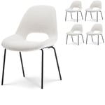 Kosmi - Lot de 4 chaises de salle à manger en tissu beige lucas aspect bouclette