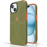 Speck iPhone 15 Plus Case - Built for MagSafe, Drop Protection Grip – for iPhone 15 Plus iPhone 14 Plus - Scratch Resistant, Soft Touch, 6.7 Inch Phone Case - CandyShell Grip Bush Green/Pumpkin Pie