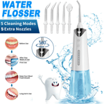 H2OFLOSS Cordless Water Flosser Dental Oral Irrigator Teeth Cleaner 8 Jet Tips