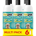 RISPET Shampoing Démêlants Avocat et Soie, Nettoyant pour Chiens et Animaux à Poils Courts, Formule Délicate sans Allergènes et pH Équilibré, Parfum Talc, 6x370 ML