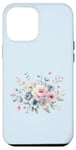 Coque pour iPhone 14 Plus Rose Bleu Vintage Floral Pivoine Rose