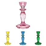 Beautiful & Decorative Glass Candlestick Holder Stand for candles, Ideal, Valentines, Christmas or Wedding Anniversary Present Pink, Yellow, Blue, Light Green