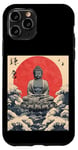 Coque pour iPhone 11 Pro Kamakura Grande statue de Bouddha vintage japonais Art sur bois