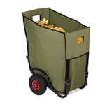 Relaxdays Chariot pour Feuilles mortes, Charrette de Jardin, brouette, 2 Roues, Sac pour Feuilles de 160 litres, Vert