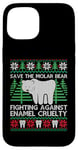 Coque pour iPhone 15 Pull de Noël moche avec ours en molaire « Save The Molar Bear »