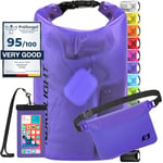 Sac Étanche avec Pochette Étanche Téléphone Et Sac Banane - (20L, Violet) Sac Étanche IPX8 avec Fermeture À Enroulement | Natation, Bateau, Plage, Stand Up Paddle