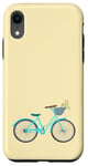 Coque pour iPhone XR Vélo rétro bleu pour fille avec panier de fleurs