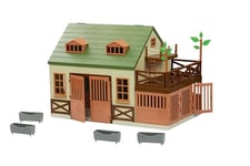 Terra AN2102Z Animal Hospital-Wooden Vet Clinic Playset with Zoo Includes Toy Barn, Exam Table, Scale, and More for Kids 3+ (15 pc)