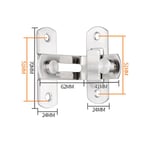 Moraillon de porte en acier inoxydable, serrure à loquet, serrure de porte à l'ancienne, loquet de porte coulissante, angle droit 90 degrés, brossé