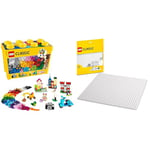 LEGO 10698 Classic Large Creative Brick Storage Box Set & 11026 Classic White Baseplate Building Base, Construction Toy Square 32x32 Build and Display Board, Multicolor