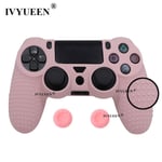 Cherry Pink - Liukumaton silikonisuojus Sony Dualshock 4 PS4 Pro Slim Controller Camo Case & Stick Grip Cap Play Station 4:lle