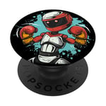 Tenue de robot de boxe heureuse pour les amateurs de sport PopSockets PopGrip Adhésif