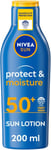 NIVEA SUN Protect & Moisture Sun Lotion SPF 50+ (200 ml), Suncream with...