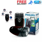 Philips Men's Electric Travel Shaver Twin Rotary Heads Cordless Battery