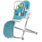 Monmobilierdesign - hugo Chaise haute pliable et inclinable + arche de jeux Bleu